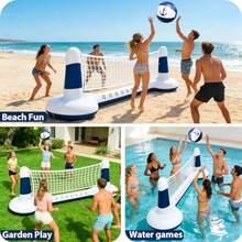 Large Inflatable Pool Games Volleyball Net Pool Floats Set with 9" Anchor Ball 2 Weight Bags and Yacht Design Floating Swimming Game Toy for Adults Perfect for Summer Water Sport Pool Party - como en la foto - Ver 7