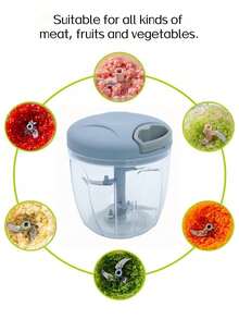 Multi-Functional Garlic Press, Vegetable Chopper, Hand-Pull Meat Grinder, Fruit & Vegetable Puree Maker, Suitable For Various Fruits And Vegetables, Easy To Use And Clean - Multicolor - View 4