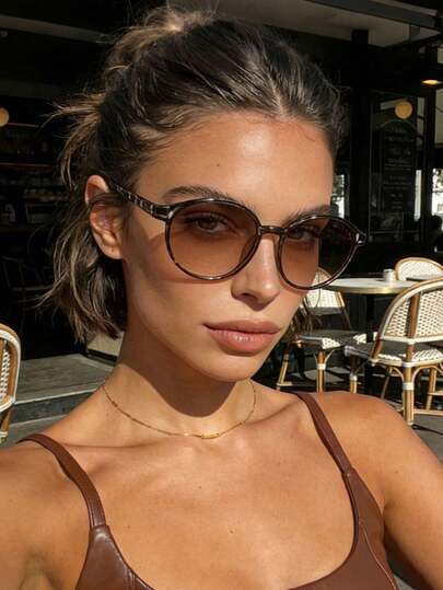 1pc Boho Circular Frame Fashion Glasses, Women's Fashion Y2K UV Protection Beach Travel Party Gift, Versatile Daily Wear