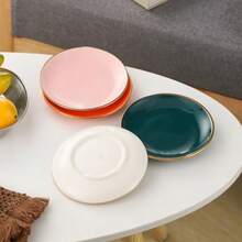 5.3 Inch Jewelry Dish Tray Small Jewelry Tray For Women Orange Ceramic Trinket Dish Catch All Tray For Ring Earring Necklace Bracelet Key - Pink - View 7