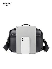 saroxi Men's Large Capacity Black Shoulder Bag, Rivet Inlaid Messenger Bag, Suitable For Commuting, Minimalist Style, Casual Solid Color PU Leather, Gift For Boyfriend - Black - View 6
