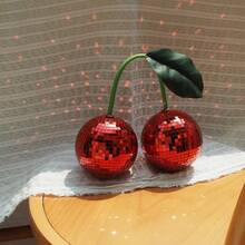 Cherry Disco Ball Wall & Home Decor, Hanging Cherry Disco Ball, Pink Fruit Disco Decoration, Suitable For Birthday, Graduation, Christmas, Halloween, Wedding, Party, Club, Stage, Bar And Other Occasions - 迪斯科櫻桃 - 查看 4