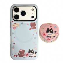 GUCADI Blue Magnetic Frame Cute Animal + Heart-Shaped Cat Magnetic Phone Holder, Compatible With IPhone 17 Pro Max, 16, 15, 14, Cute, Girly, Creative, Geometric, Cartoon Style, Niche, Ins Style - Multicolor - View 4