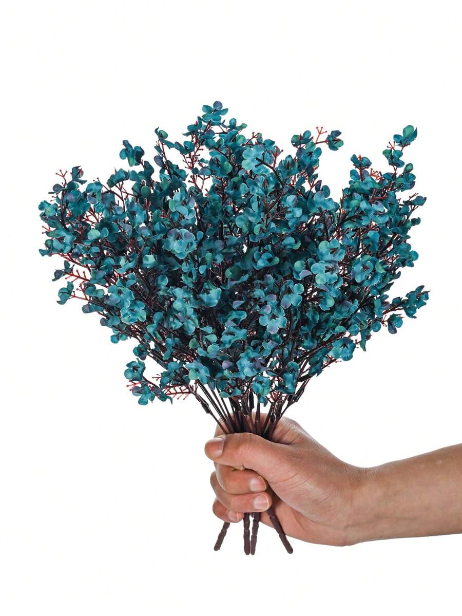 1 Stück marineblauer künstlicher Blumenstrauß aus Schleierkraut und Seidenblumen, geeignet für Hochzeit, Braut, Party, Heim-DIY Blumendekoration - Dunkelblau - Übersicht 1