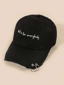 Men's Metal Ring "Art Is For Everybody" Baseball Cap, Adjustable Outdoor Sun Protection Casual Hat Suitable For Spring/Autumn Travel, Beach Vacation, Y2K Style Young Men - Green - View 3