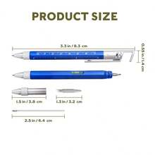 7-In-1 Multi-Function Tool Pen Set, EDC Portable Tool With Screwdriver, Ruler & Level, Compact Pocket Multi-Tool Pen, Gift - Multicolor - View 3