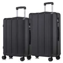 YONSLY 2‑Piece Suitcase Set 24/28 Inches With 4 Wheels 360° Combination Lock Mesh Pocket Soft Rubber Handle Lightweight Shockproof Hard Shell Suitcase - 黑色 - 查看 9
