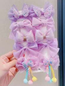 10个蝴蝶花朵发夹（无包装卡） - 彩色 - 查看 9