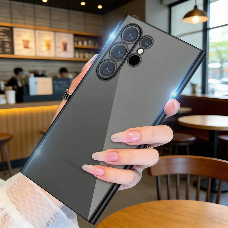 【人気のあるもの】Galaxy S24 ultra ケース クリア スマホケース 透明 薄型 ソフト TPU 耐衝撃 メッキ加工 ストラップホール付き 軽量 - ブラック - チェックする 1
