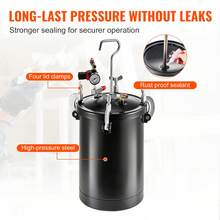 Druckbehälter für Sprühfarbe, 15 L Druckbehälter, 60 psi einstellbarer Druck, Stahl-Druckbehälter-Farbbehälter mit Spritzpistole, Schläuchen, Druckmesser, für Heimdekoration, Industrielackierung - Manuell 15 4,0 mm - Übersicht 6