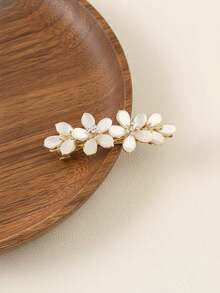 1pc Korean Large Butterfly Hair Clip, Crystal Rhinestone Cat Eye Stone Decor Hair Accessory, Claw Clips,Summer,Holiday,Travel, Accessories For Women - Gold - View 7