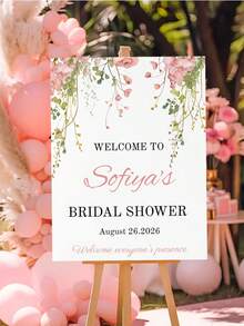 定制L型婚礼迎宾海报，适用于婚礼、生日、公司活动，竖版设计，可印制姓名和文字，可作桌面入口装饰，不含支架，多种尺寸可选 - 彩色 - 查看 3