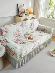 1件牛奶丝面料防滑弹力装饰沙发裙（适合母亲节/婚礼季）花卉印花，柔软清新的彩色大花朵图案，多功能宠物友好型沙发套，4种尺寸可选，1/2/3/4座，四季皆宜 - 彩色 - 查看 7