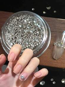 1Box Sparkling Round Rhinestone Ring Nail Charms Mixed Size Super Flash Clear Rhinestone Nail Gemstone Shiny Crystal DIY Manicure Supplies Jewelry For Nail Art Craft Nails - Perak - View 7