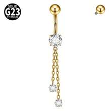1 chiếc khuyên rốn bằng titan G23 đính đá CZ, kiểu dây chuyền, hình hoa cong, khuyên rốn đính đá CZ. - Như thể hiện trong hình ảnh - Xem 17