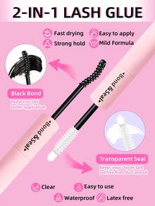 Eimny 300 Pcs Manga Lash Clusters Kit With Bond And Seal & Tweezers And Lash Brush, Wispy Fairy Fluffy Eyelash Extensions, CC Curve 10-16mm Individual Lashes For DIY Cat/Doll Eye, Beginner-Friendly Anime Look For Daily & Party Wear - 彩色 - 查看 3