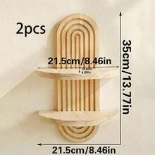 1/2 piezas Estante de pared de madera en forma de arco, soporte colgante minimalista moderno para maceta de flores, para decoración de sala de estar, dormitorio y entrada, acabado natural - Multicolor - Ver 15