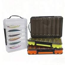 27 cm Boîte de rangement en bois à double couche pour leurres de crevettes / Boîte de rangement pour accessoires de poisson-appât à paillettes / Boîte de rangement en plastique pour articles de pêche / Boîte de pêche portable de couleur aléatoire - Multicolore - Voir 7