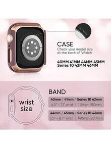 二合一尼龙运动表带及表壳，兼容40mm、41mm、42mm、44mm、45mm、46mm和49mm尺寸的表带和表壳。柔软、透气、弹性十足的运动表带。防震防刮的PC材质和钢化玻璃二合一表壳。兼容男女款 Ultra/11/10/9/8/7/6/5/4/SE。佩戴舒适，触控灵敏。 - 煙紫色 - 查看 4