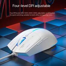 HP Souris filaire silencieuse, convenant pour ordinateur portable et de bureau, interface USB, bureau, maison, jeux, éclairage coloré, élégante, prise en main confortable, conception ergonomique, plug and play, positionnement précis, unisexe - Voir 4