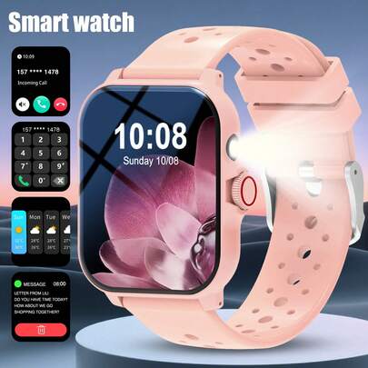 Neue 4,65 cm HD Touchscreen Smartwatch, kabellose Anrufe/Wettervorhersage/Fitness-Tracker, Anrufannahme & -ablehnung unterstützt, anpassbare Hintergrundbilder, kompatibel mit iOS & Android, geeignet für Männer und Frauen