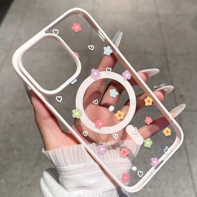 1pc Minimalist Transparent Matte Magnetic Phone Case, Fashion Transparent Full-Coverage Phone Protective Case, Simple Large Hole, Quality Minimalist, Matte Exterior Anti-Pollution Anti-Fingerprint High-Quality Omnidirectional Lens Anti-Shock Protective Case, Pink Classic Series Compatible With 17air/15pro/15plus/15promax/7plus/8plus/X/Xsmax/Xr/11pro/12pro/13pro/14pro/GalaxyA15/A16/S23/S25ULTRA/S24PLUS/S22