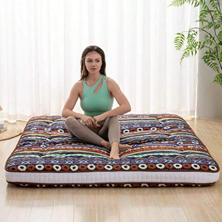 Dr.Futon Colchón de Futón Japonés de Suelo Extra Grueso Plegable Enrollable Cubrecolchón para Huésped Tumbona y Viaje - Doble - Ver 1