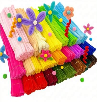 Haste de chenille Colorido Limpador de cachimbo 30cm - Kit com 100 Unidades