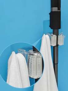 壁挂式拖把/扫帚架，2个装，新款粘性壁挂式拖把/扫帚架，超强防滑，适用于浴室、厨房、洗衣房。 - 透明 - 查看 9