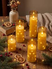 2/3/5 Pezzi Luci Fatate Con Telecomando, Funzione Timer/Telecomando, Alimentate A Batteria, Luci Intermittenti Incorporate, Candele Senza Fiamma, Adatte Per Centrotavola, Casa, Ognissanti, Natale, San Valentino, Compleanno, Regalo, Proposta, Matrimonio, Festa, Illuminazione Per Varie Occasioni - oro - Visualizzare 8