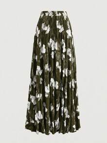 Women's Floral Print Casual Versatile Date & Outing A-Line Skirt Vacation - Green - View 2