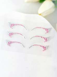 1 pieza Pegatina de delineador de ojos con cristales de color rosa y plateado - Pegatina facial brillante de cristal, decoración de maquillaje impermeable y sin adhesivo para festivales, fiestas y uso diario en primavera/verano, adecuada para mujeres - Multicolor - Ver 6