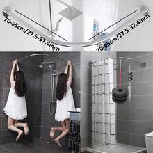 Curved Stainless Steel Extendable Shower Curtain Rod, High Load-Bearing, Anti-Rust, Silver Color, Suitable For Bathroom - B - View 8