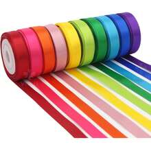 5/10 Rolls Rainbow Colored Ribbons, 0.39 Inch Wide X 56 Inch Long, Mixed Bright And Deep Color Satin Ribbon Set, Suitable For Gift Wrapping, Wedding Birthday Party Decoration, Bow Making, Floral Crafts And Sewing - Multicolor - View 2
