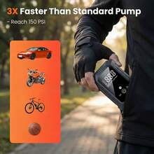 Compresor de aire inteligente de 150 psi, inflador de neumáticos portátil con inflado rápido y apagado automático, accesorios/esenciales/regalo para automóvil (equipado con batería de ión de litio de 7.4V 2000mAh) - modelo inalámbrico - Ver 6