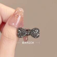 8个水钻蝴蝶结发夹，优雅侧刘海发夹 - 彩色 - 查看 2