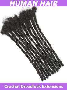 0.4厘米宽真人发脏辫接发，双股扭辫，10股，纯手工制作，易于安装，编织快捷，自然黑色，8-10英寸脏辫接发，男女老少皆宜，可染色、漂白、卷曲。 - Natural Black - 查看 6