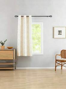 2026新款小叶图案薄纱窗帘，半片装，北欧风格白色天鹅绒，带箔印图案 - 白色 - 查看 23