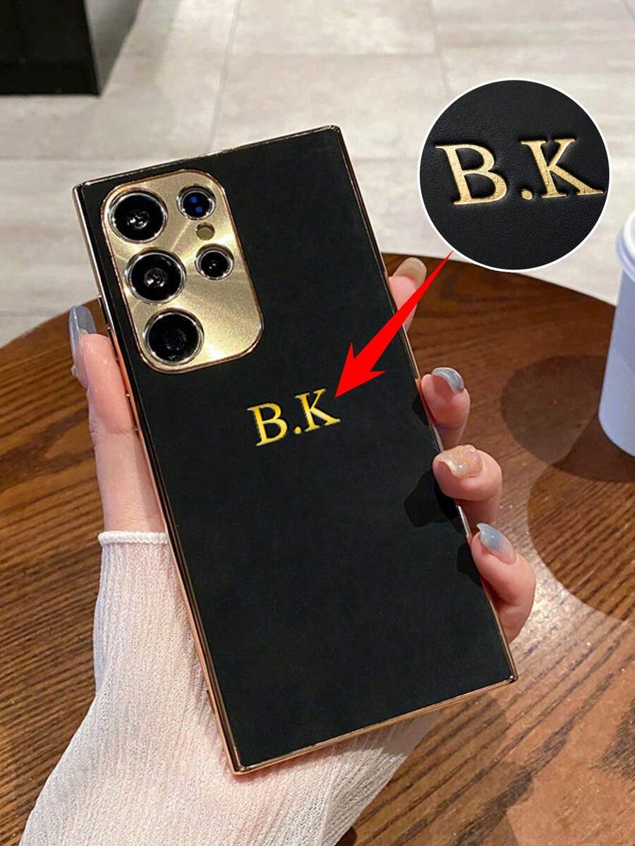 Ốp lưng điện thoại khắc tên cá nhân hóa tương thích với Samsung Galaxy S25 S24 S23 S22 Ultra S25 S24 S23 S22 Plus Ốp lưng mạ kim loại sang trọng Bảo vệ camera 3D DIY khắc chữ cái đầu tên Ốp lưng chống sốc tương thích với iPhone 17 16 15 14 13 12 11 Pro Max 17 Air