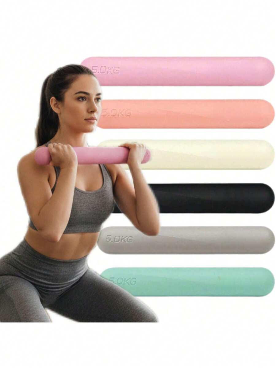 DEFIT 5kg Barra de mancuerna mini texturizada - Recubierta de silicona, agarre antideslizante, barra con peso compacta, adecuada para el fitness en el hogar de mujeres, moldeado de brazos y entrenamiento de fuerza - Multicolor - Ver 1
