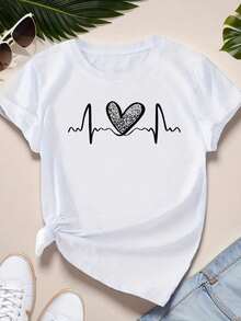 blusas para mujer tops, Camiseta blanca de manga corta con cuello redondo para mujer - Camiseta de regalo Li - Blanco - Ver 1