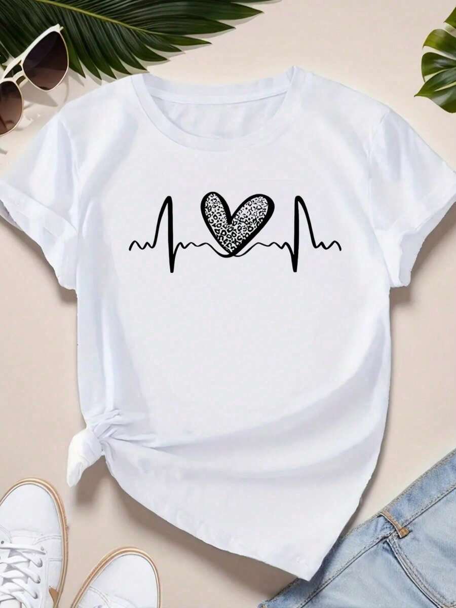 blusas para mujer tops, Camiseta blanca de manga corta con cuello redondo para mujer - Camiseta de regalo Li - Blanco - Ver 1