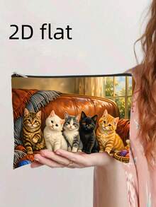 One Makeup Bag, Two Elderly People Happily Dancing In The, A Lightweight Zippered Cosmetic Bag For Women, A Double-Sided Printed Toiletry Travel Bag And Coin Purse - Multicolor - View 8