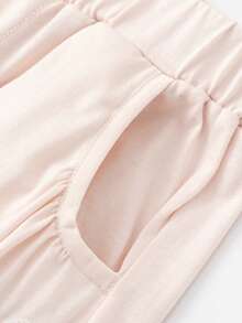Balabala Quần jogger mùa hè bằng cotton nguyên chất dành cho bé gái, quần thể thao dài thường ngày unisex. - trắng đỏ - Xem 4
