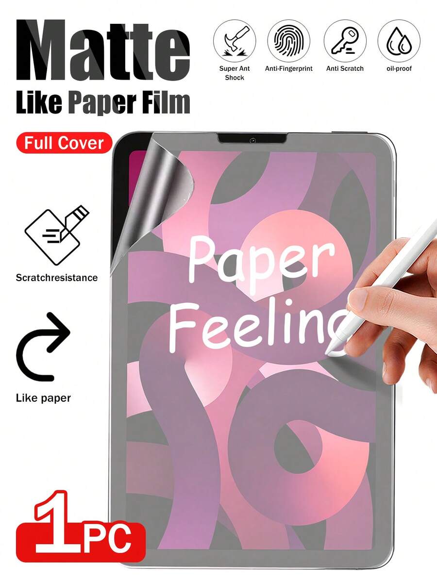 XINHONGYU 1 pieza Protector de pantalla a prueba de golpes para tableta, borde grueso curvo, cobertura de pantalla completa anti-arañazos y anti-caídas, fuerte anti-huellas dactilares, tacto sensible, película suave no de vidrio, película mate tipo papel, compatible con iPad de 11a generación 2025 A16/ 10a generación de 10.9 pulgadas/ Air 13 11 M4 M3 M2 2025 2024/ Pro de 12.9 pulgadas/Mini 2024 - Regalo de Pascua y primavera - transparente - Ver 1