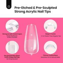 Beetles Tipex Lite Pre-Built Apex Nail Tips Kit, Stiletto Medium, With Tipex Nail Glue,  All-In-One Gel Nail Kit - Coffin Short 224pcs (Tipex Nail Kit) - View 7