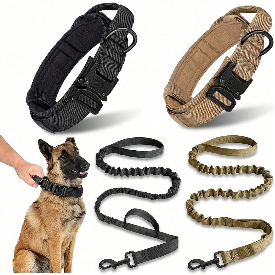 iDestry Heavy Duty Military Dog Collar And Leash Set, With Handle And Metal Buckle, Suitable For Small, Medium And Large Dogs - Multicolor - View 1