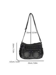 New Casual Chic Soft Jeans Multi-Layer Crossbody Bag With Multiple Pockets, Versatile Commuter Large Capacity Women's Shoulder Bag, Suitable For Work Commuting, Shopping And Traveling. - màu đen - Xem 10