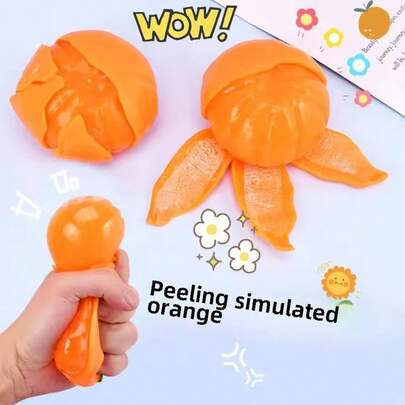 1/2pcs Stress Relief Squeeze Toy, Squishy Anti-Anxiety Pressure Ball Sensory Stretchy Orange Water Bead, Funny Decompression Gadget For Office & Home, Christmas, New Year, Party Favor