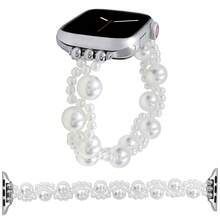 1pc Women's Creative Fashion Pearl Design Elastic Strap Bracelet Band Compatible With Apple Watch 38mm 40mm 41mm 42mm 44mm 45mm 49mm, Suitable For Ultra, Ultra 2, SE, Series 9, 8, 7, 6, 5, 4, 3, 2, 1 - White - View 1
